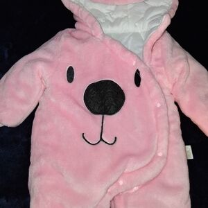 Pink Bear Hooded Baby Coat.